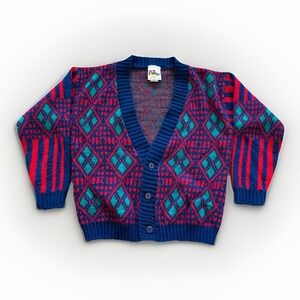 Vintage‎ Cardigan Youth S Hot Fudge Acrylic 90s Kids Sweater Knit